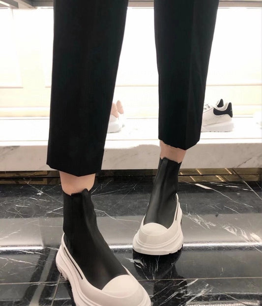 All-match Leather High-top Casual Shoes Women's Trend