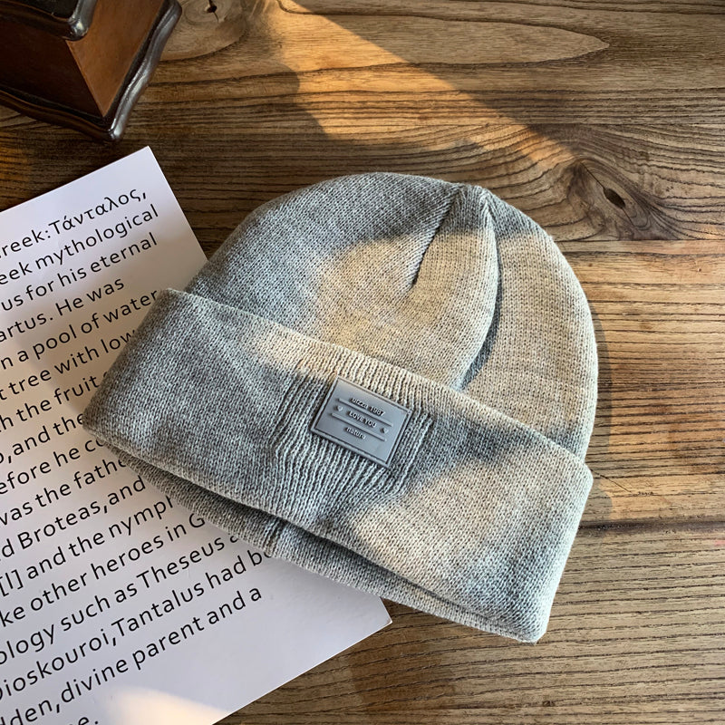 Label Simple Small Letter Knitting Wool Hat