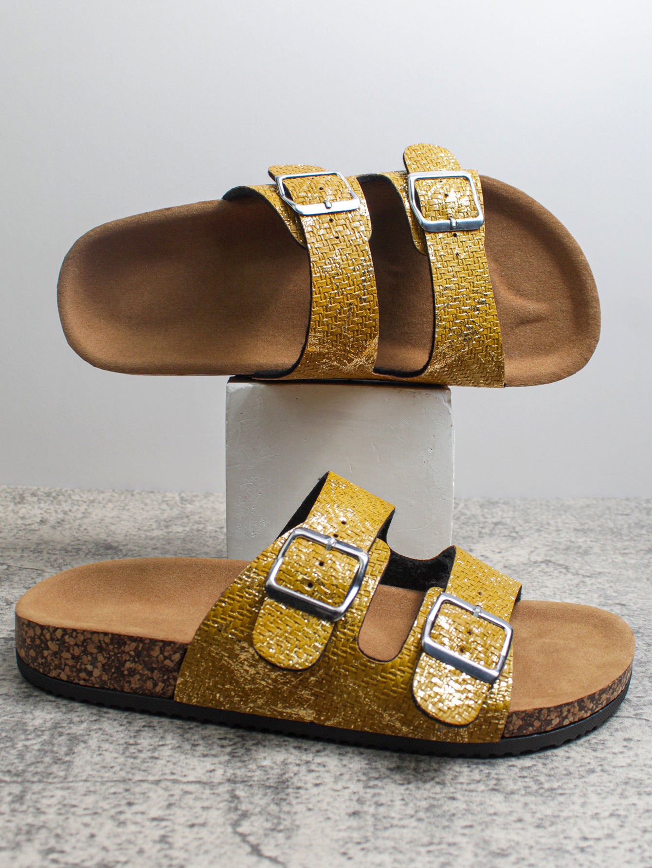 PU Surface Cork Sole Beach Slippers