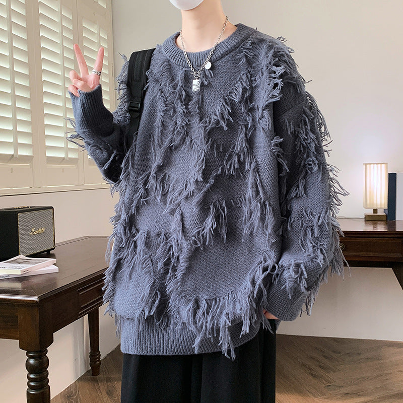 Pullover Round Neck Line Jacquard Long Sleeve Sweater