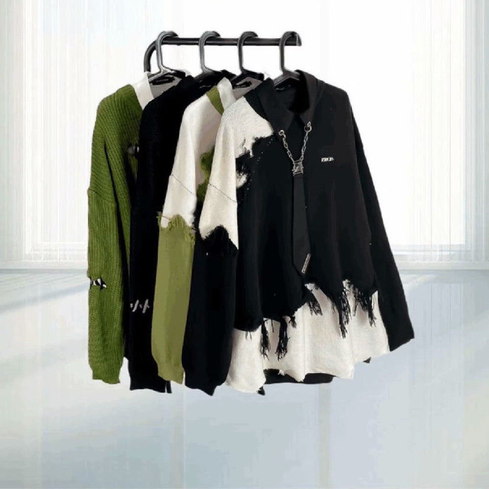 Fashion Retro Tassel Irregular Sweater Men
