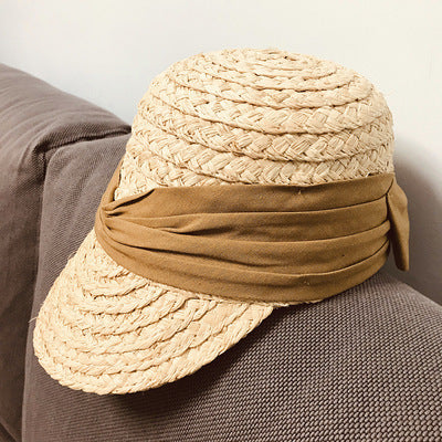 Raffia Women's All-match Pleated Cotton Hat Bow