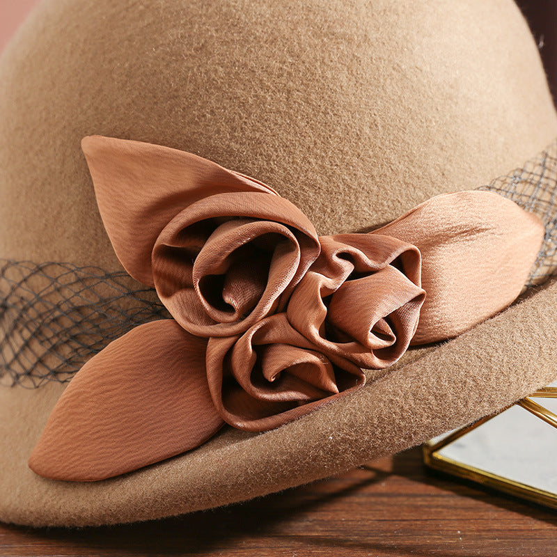 Women's Wool Top Retro Woolen Basin Hat