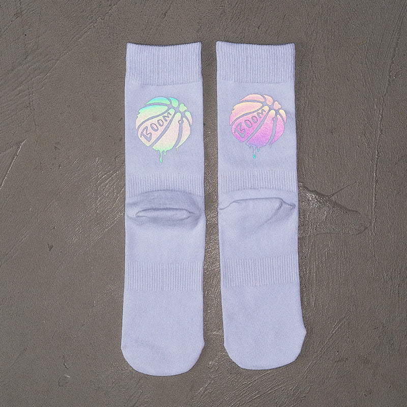 Long tube high-top cotton socks in the sports tide