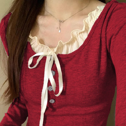 Pure Desire Lace Inner Match Bottoming Shirt