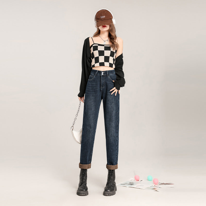 Loose Slimming High Waist Raddish Dad Jeans