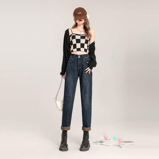 Loose Slimming High Waist Raddish Dad Jeans