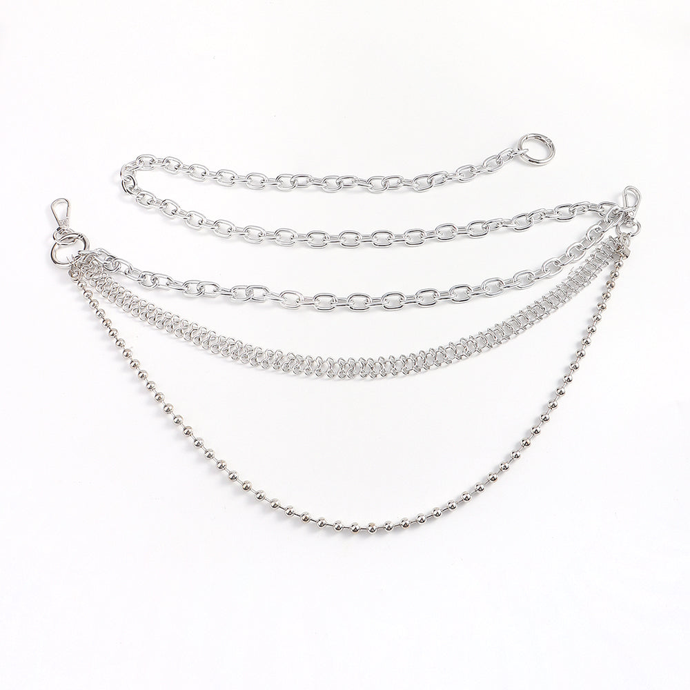 Men's And Women's Personality Fashion Multi-layer Metal Punk Waist Chain All-in-one Detachable Strap Dual-use Body Chain Hip Hop Chic Cool Chain