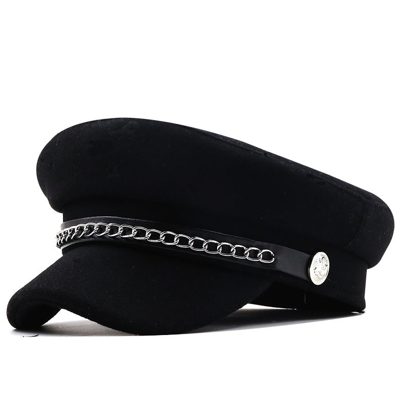 Street Versatile Chain Military Hat Fashion