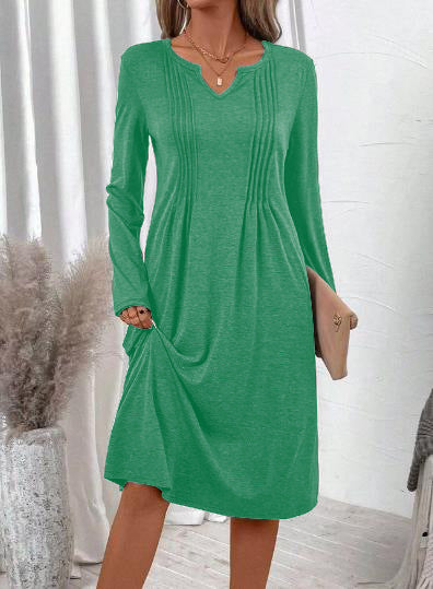 Solid-color Casual Drawstring Hoodie Dress