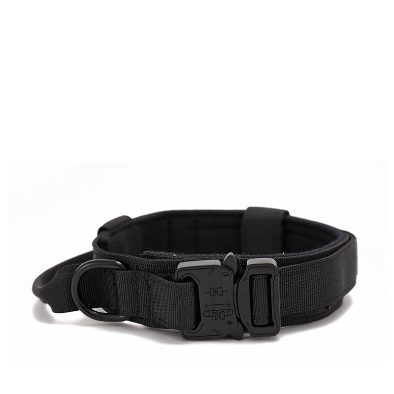 Nylon Wear-resistant Tactical Pet Collar Outdoor Adjustable Medium And Large Traction Dog Collar