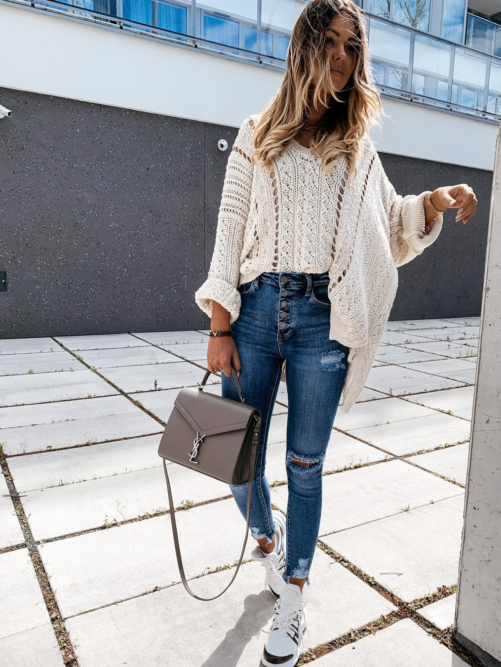 Holed Jeans, Low Waist Holed Hemmed Leggings