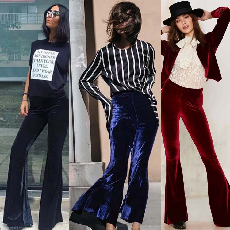 Velvet micro-ladies casual pants