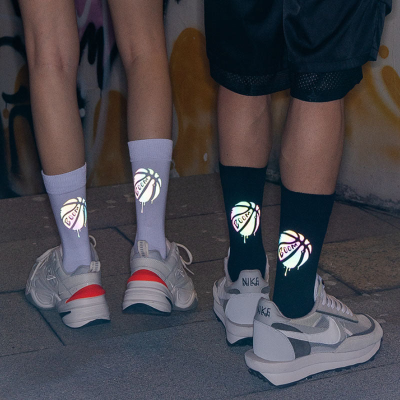 Long tube high-top cotton socks in the sports tide