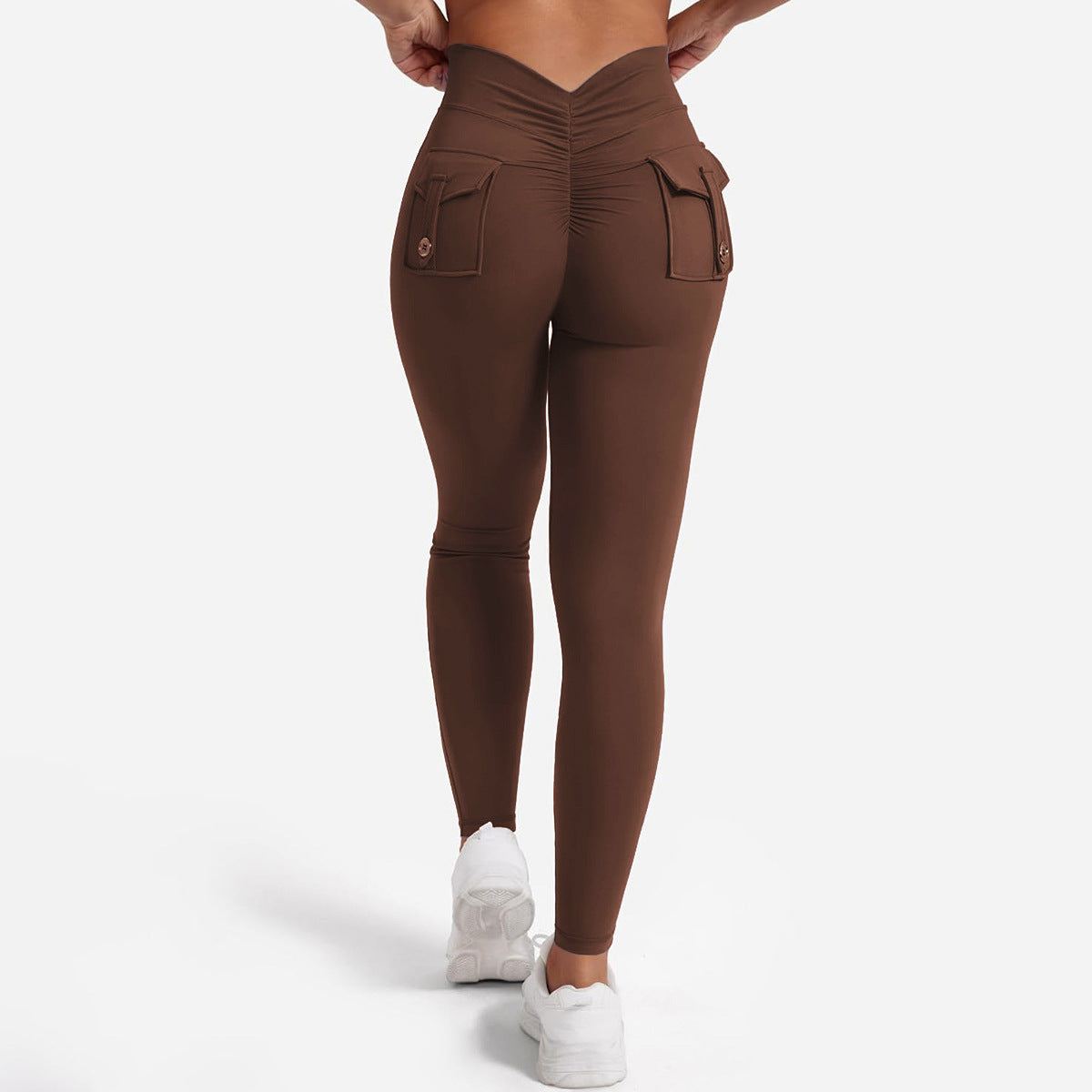 Peach Hip Yoga Pants Pocket Sweet Cool Workwear For Women