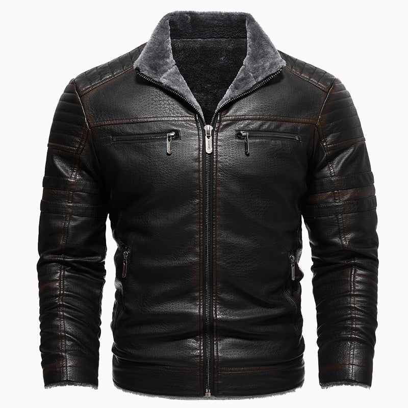 Leather Thickened Artificial Leather Plush Warm Jacket