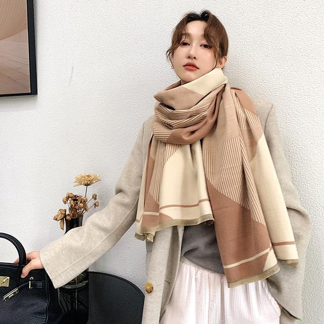 Double-Sided Solid Color Dual-Purpose Thick Warm Scarf