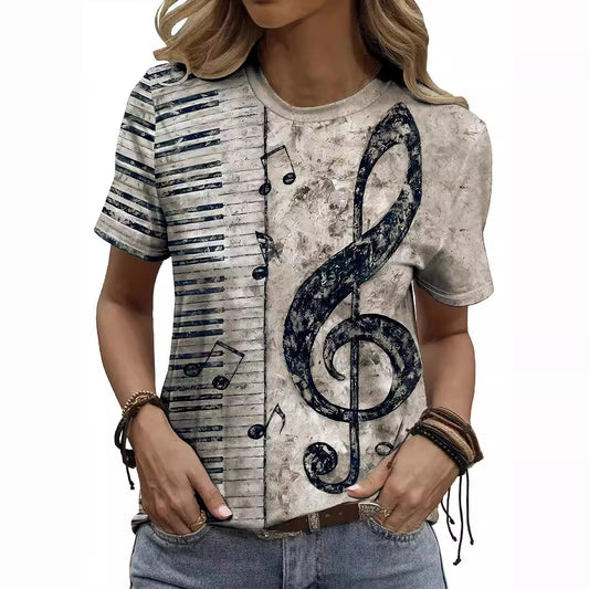 T-shirt med digitalprint og korte ærmer