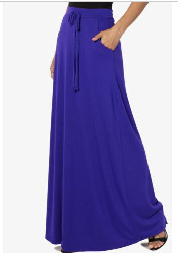 Versatile Solid-Color Drawstring Skirt For Women