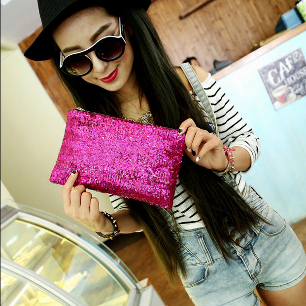 New Women's Sequins Fashion All-match Leopard Print Bag