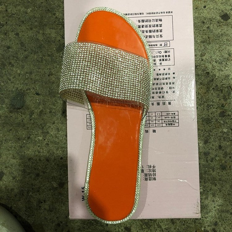 Store Rhinestone Sandaler og Hjemmesko til Kvinder med Lav Hæl