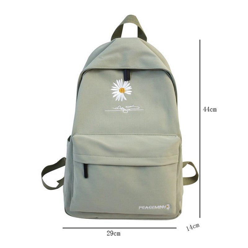 Black Lovely Flower Nylon Backpack