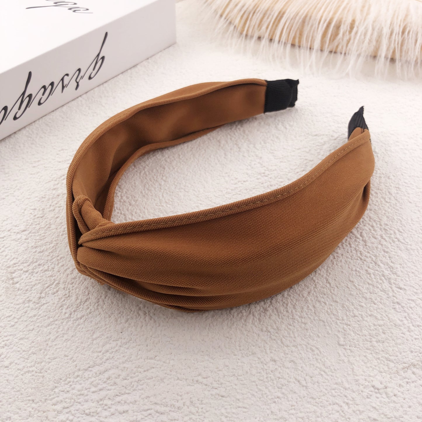 Suede flower hit color headband