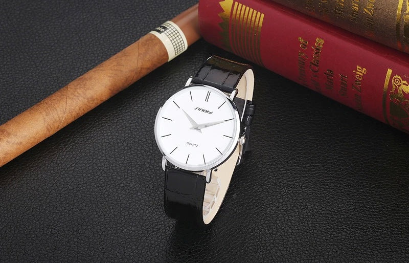Mænds slanke læderur Drenge koreansk mode retro quartz ur vandtæt ikke-mekanisk ur