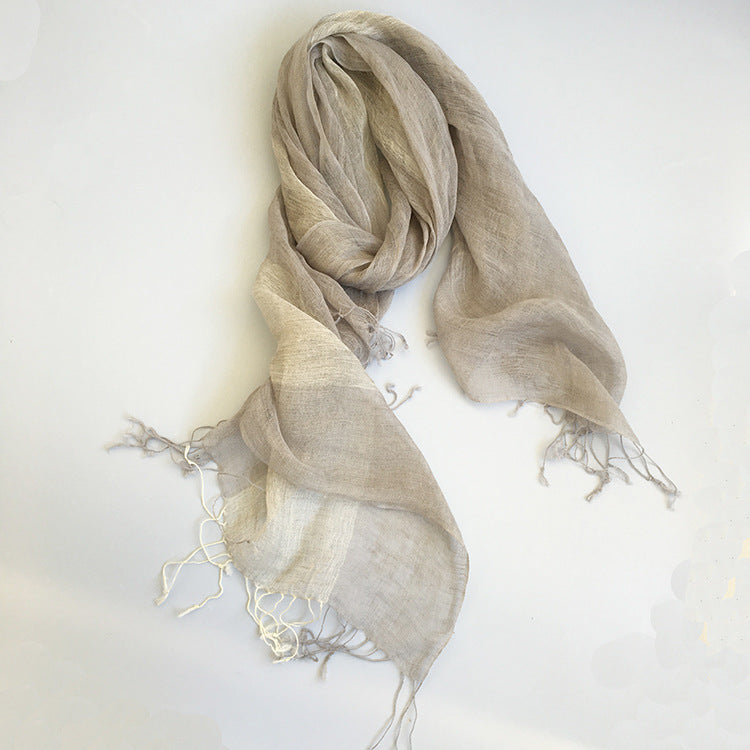 Cotton And Linen Scarf Women's Artistic Shawl Long Four Seasons Warm