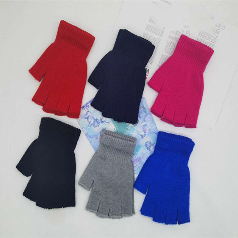 Half Finger Wool Cycling Acrylic Warm Fingerless Gloves