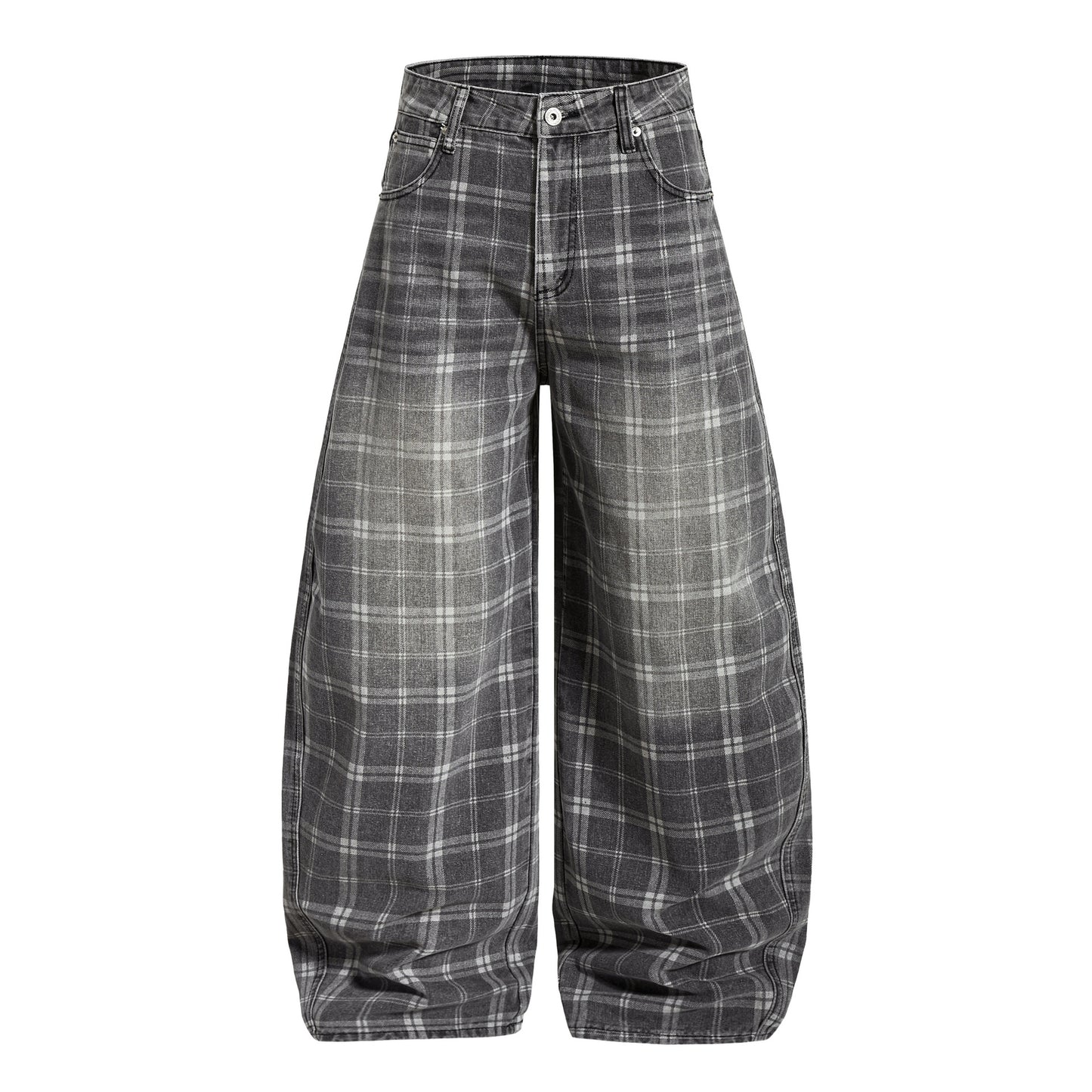 Womens Distressed Plaid Bootcut Jeans
