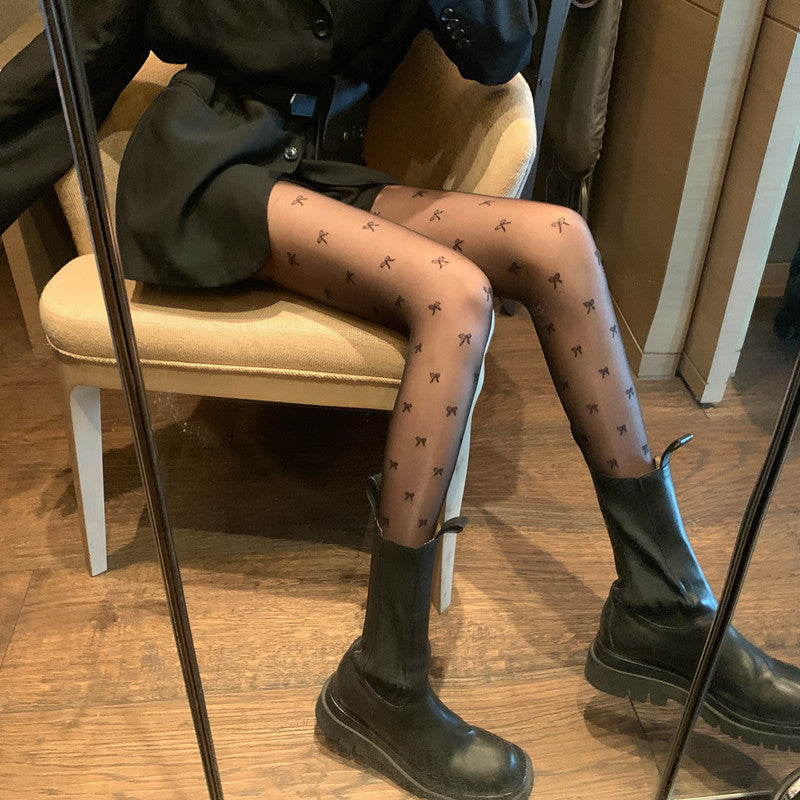 Summer Fashion Thin Bottoming Beautiful Legs Bow One-piece Socks