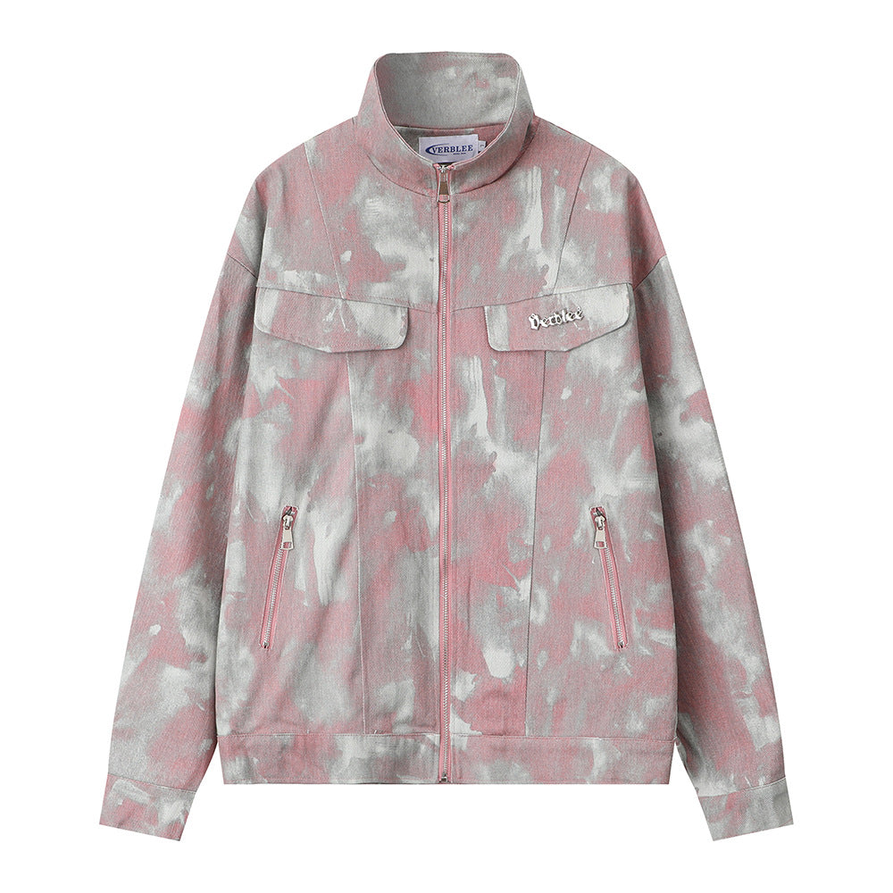 Tie-dye Camouflage Stand Collar Jacket Male And Female Couples Wear High Street
