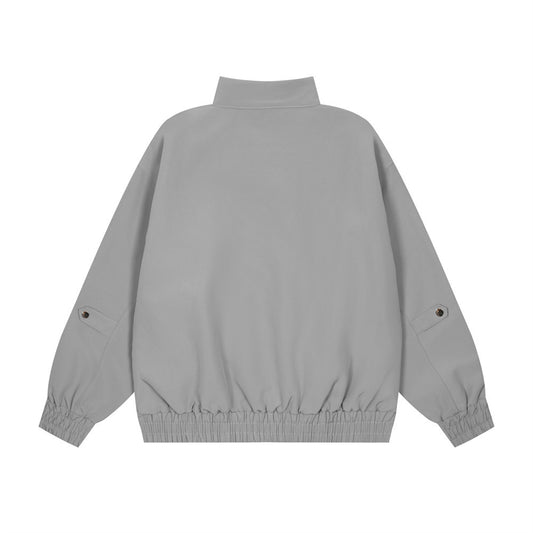 Men's Loose Solid Color Stand Collar Baseball Uniform