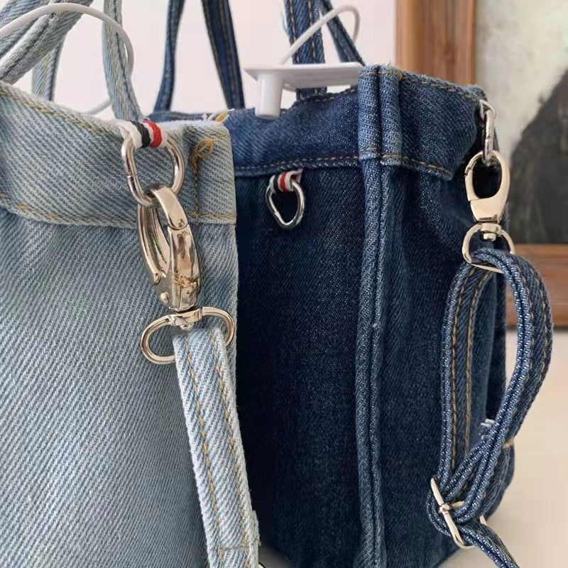 Sofistikeret Mini Denim Taske Alsidig Transportabel