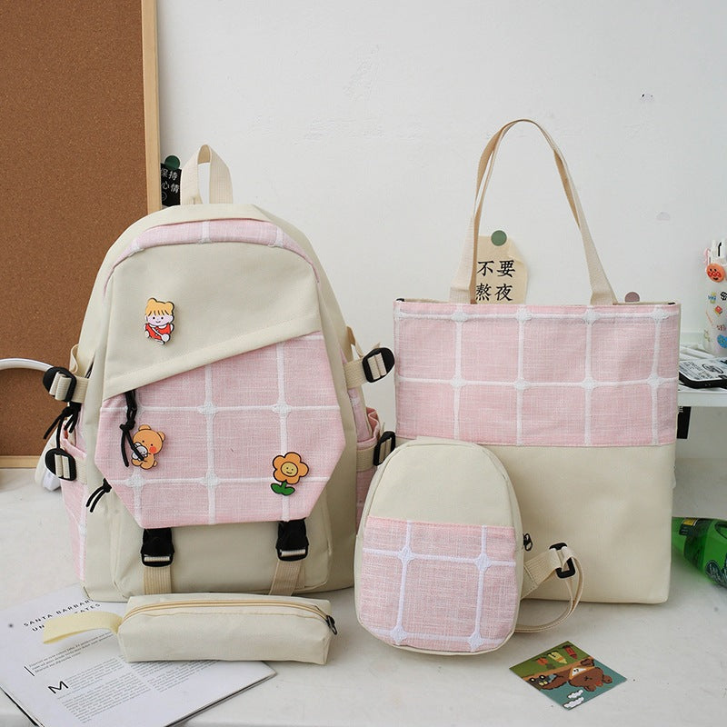 Women's Korean Style Plaid Backpack