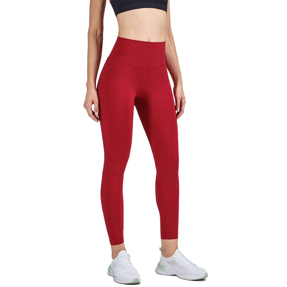 Red High Waist Nude Peach Buttocks Yoga Pants For Women