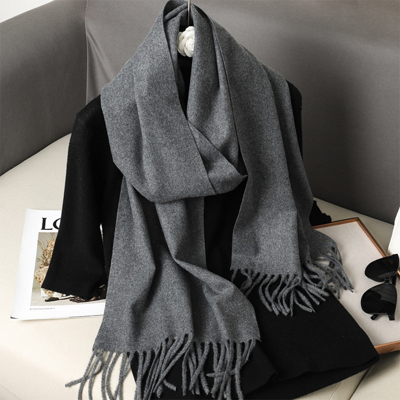Solid Color Maillard Scarf Cashmere-like Women Warm Shawl