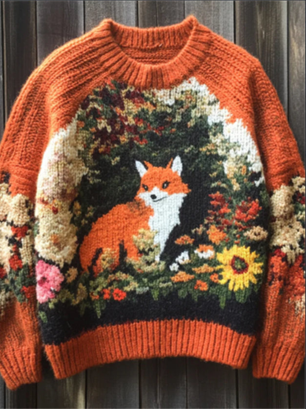 Damers Retro, Løstsiddende Efterår-Vinter Rundhalset Pullover Sweater I Faux-Uld Stil, Inspireret Af Europæiske Og Amerikanske Stilarter