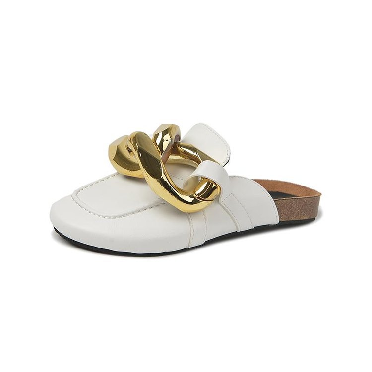 Fashionable Thick-soled Baotou Metal Chain Slippers
