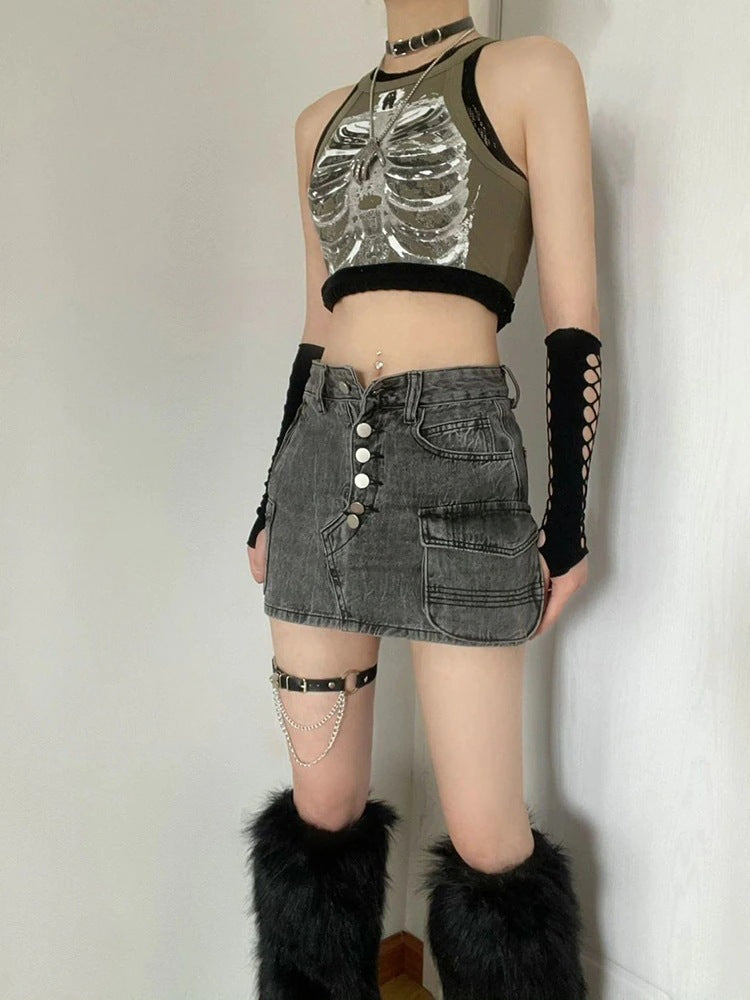 Printed Sleeveless Tank Top Goes With A Hottie Short T-shirt