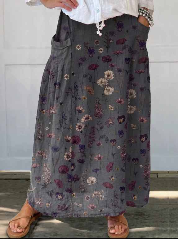 Leisure Retro Floral Vacation Skirt