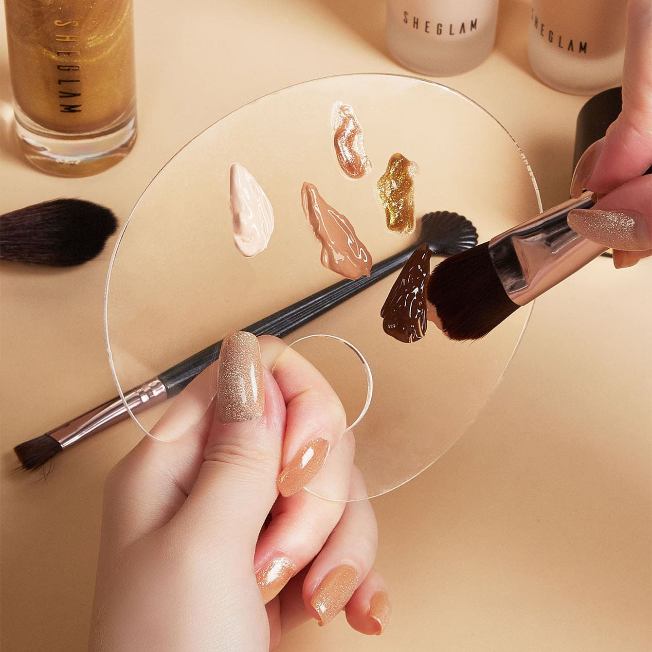 Akryl Nail Art Makeup Palette Øjenskyggestift Gel Foundation Cream Øjenskyggestift Nail Art Kosmetisk Manicure Toolblanding Værktøj Til Rejser Daglig