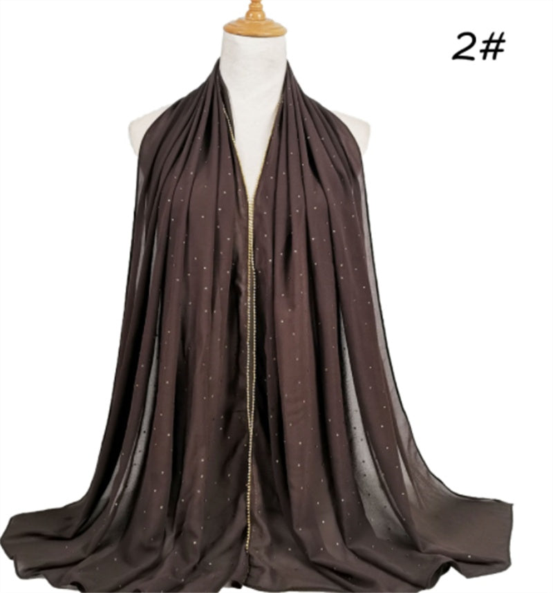 Summer Chiffon 70X180cm Pearl Beaded Scarf
