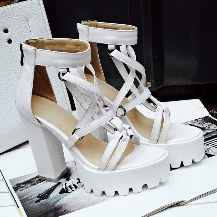 Women's cross super high heel platform sandals
