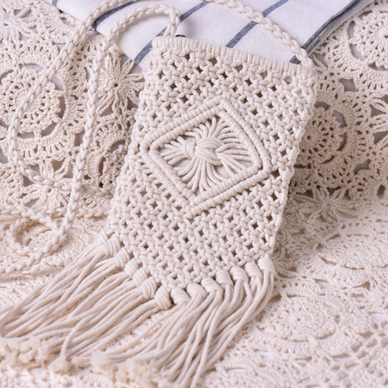 Mori Girl Crossbody Hand-woven Cotton Tassel Bag