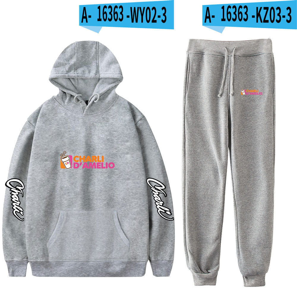 Peripheral 2D Printed Hooded Sweater  Leggings Suit