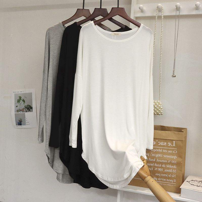 Women's Thin Irregular Layering Shirt Loose Mid-length Top