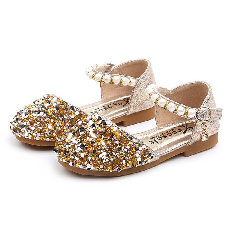 Girls pearl half sandals