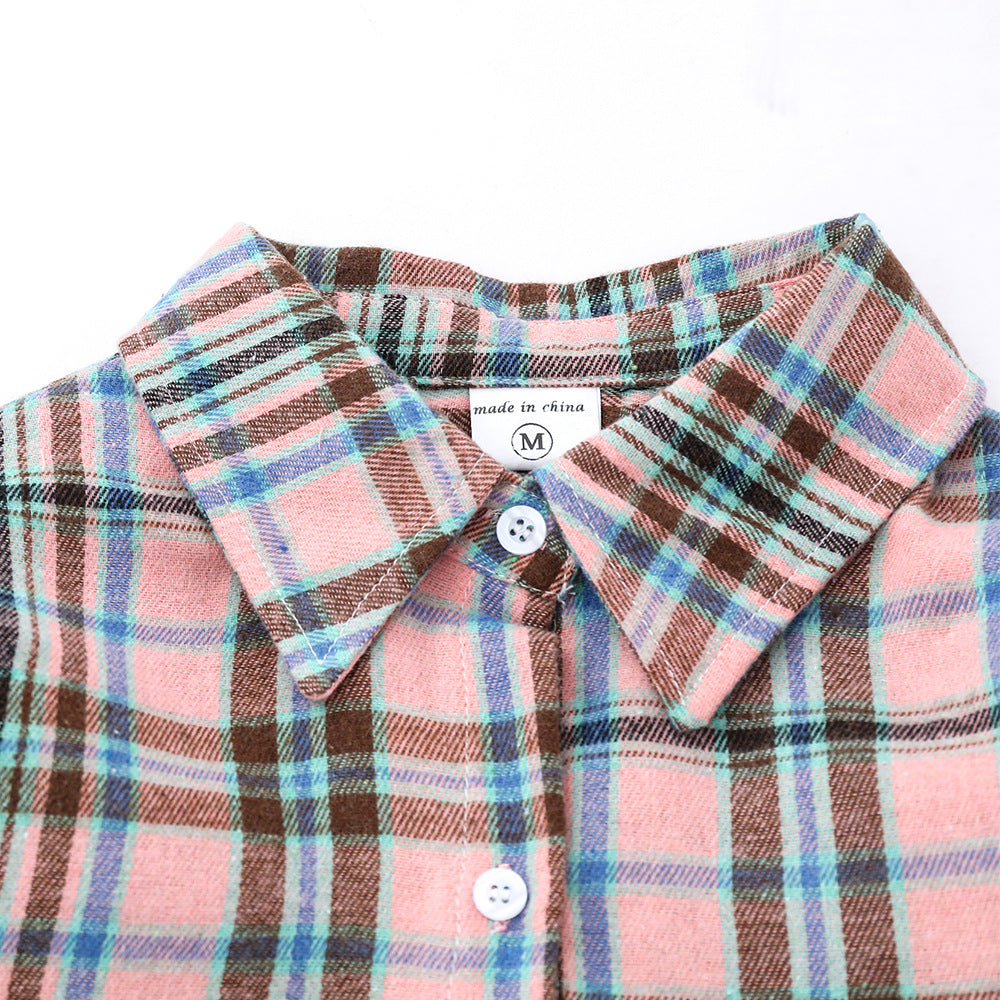 American Retro Casual Plaid Long Sleeve Shirt